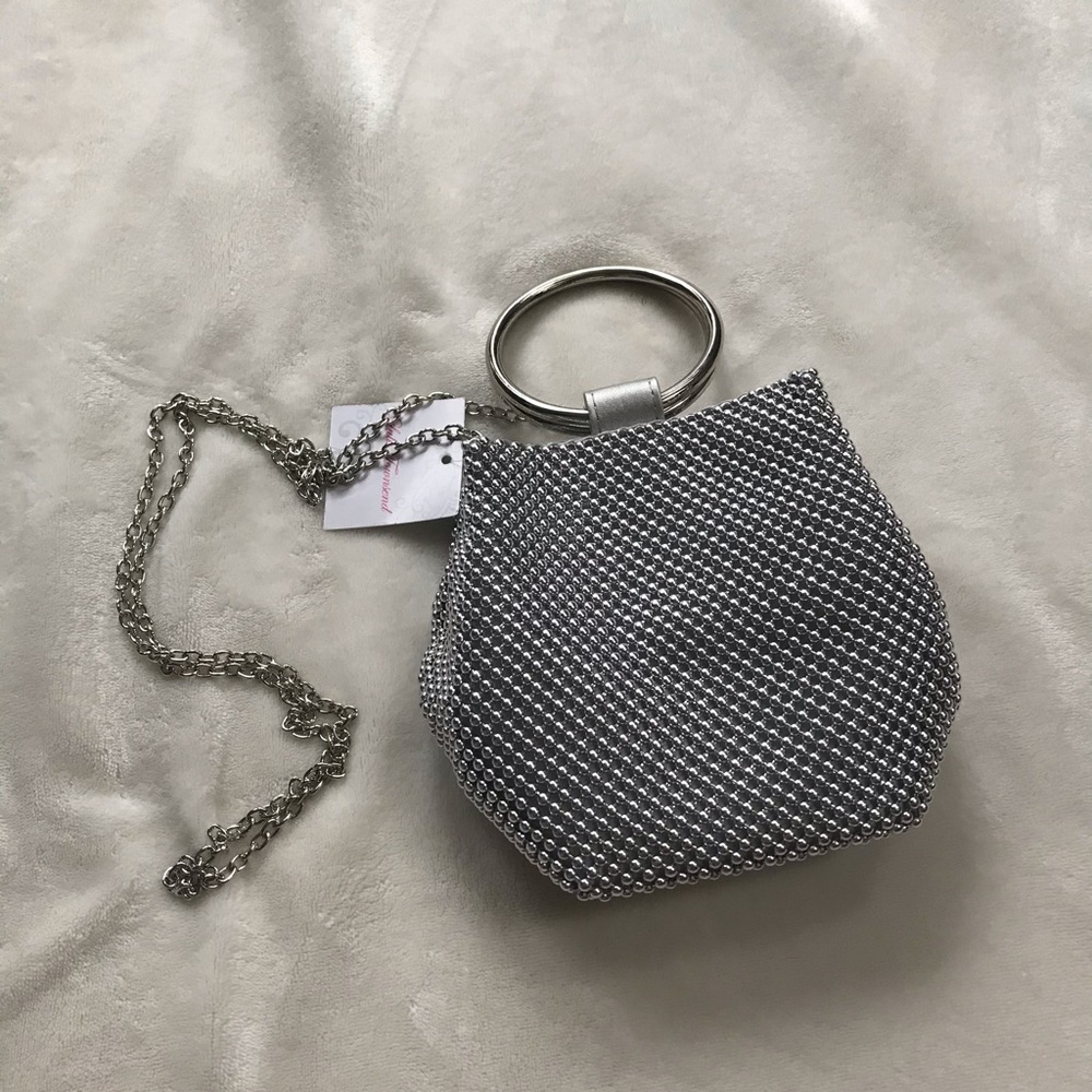 Unique circle handle silver purse
